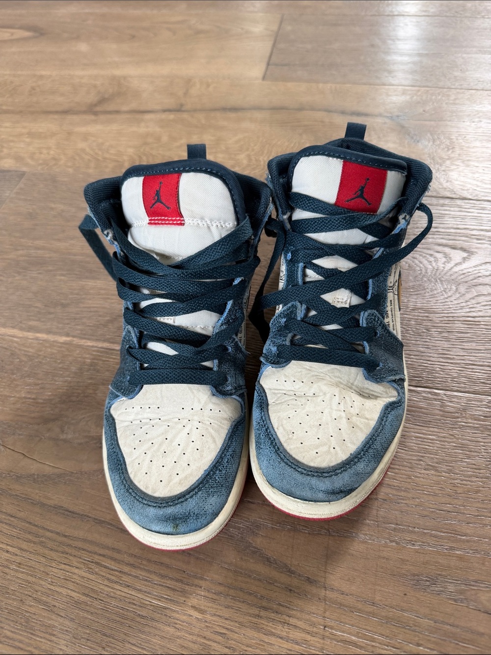 Jordan Kids High-Top Sneakers in Navy, White, and Red